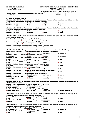 Đề thi tuyển sinh vào Lớp 10 THPT môn Tiếng Anh - Năm học 2019-2020 - Sở giáo dục và đào tạo Hà Nội